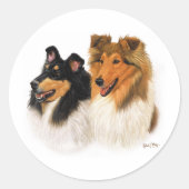 Rough Collie Ronde Sticker (Voorkant)