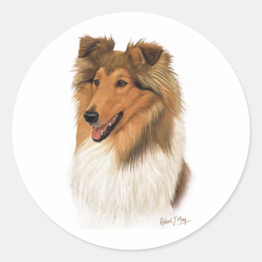 Rough Collie Ronde Sticker (Voorkant)