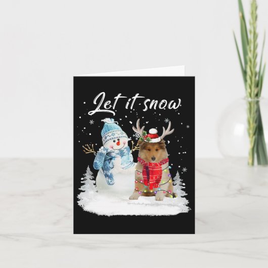 Rough Collie Santa Dog Kerstmis Snowman Xmas Paja Kaart (Voorkant)