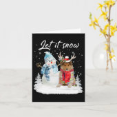 Rough Collie Santa Dog Kerstmis Snowman Xmas Paja Kaart (Gele Bloem)
