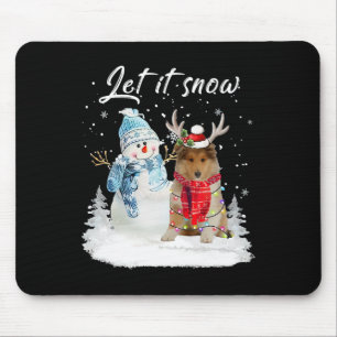 Rough Collie Santa Dog Kerstmis Snowman Xmas Paja Muismat