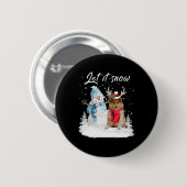 Rough Collie Santa Dog Kerstmis Snowman Xmas Paja Ronde Button 5,7 Cm (Voorkant /achterkant)