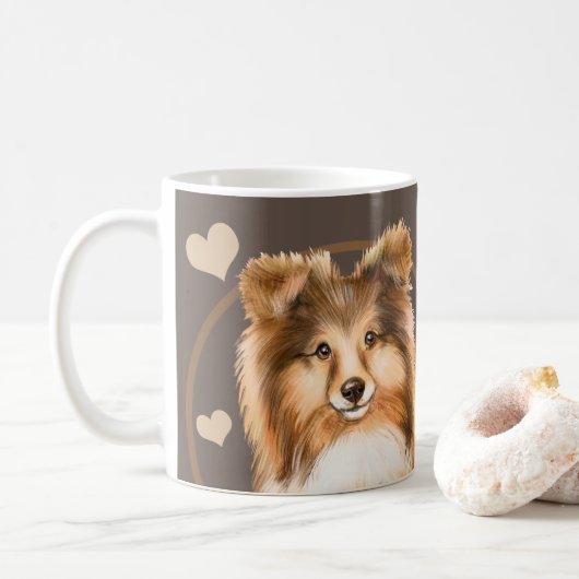 Rough Collie Sheltie Dog Elke snack die je maakt Koffiemok (Met donut)