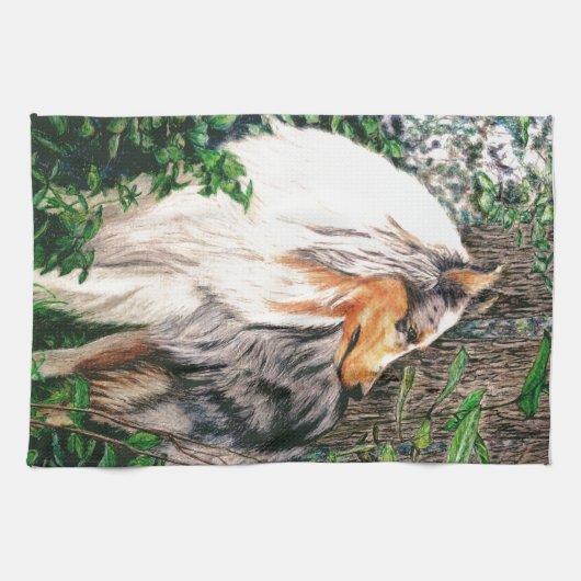 Rough Collie Towel Theedoek (Horizontaal)