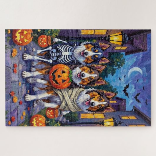 Rough Collie Trick-or-Treating Halloween Costumes Legpuzzel (Horizontaal)