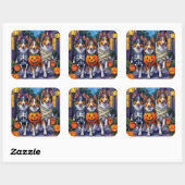 Rough Collie Trick-or-Treating Halloween Costumes Vierkante Sticker (Vel)