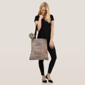 Rough Faux Houten Plank Tote Bag (Op model)