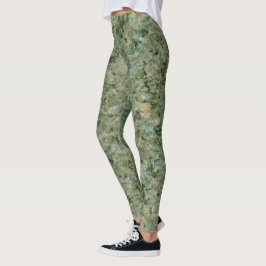 Rough Geology Neutral Green Rock Texture Leggings