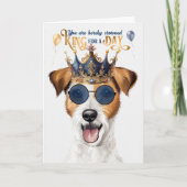 Rough Jack Russell Dog King for Day Funny Birthday Kaart (Voorkant)