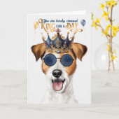 Rough Jack Russell Dog King for Day Funny Birthday Kaart (Gele Bloem)