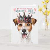 Rough Jack Russell Queen for Day Funny Birthday Kaart (Gele Bloem)