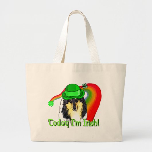 Rough Tri Collie Saint Patricks Grote Tote Bag (Voorkant)