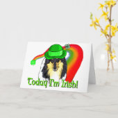 Rough Tri Collie Saint Patricks Kaart (Gele Bloem)