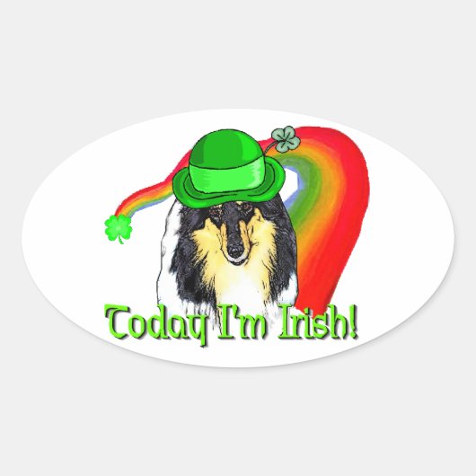 Rough Tri Collie Saint Patricks Ovale Sticker (Voorkant)