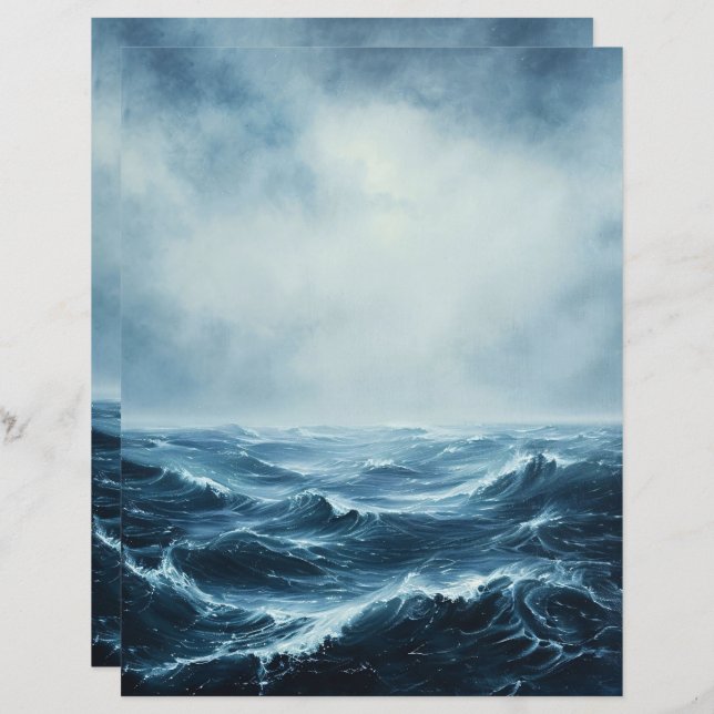 Rough Zeeen Ocean Waves Scrapbook Papier (Voorkant / Achterkant)