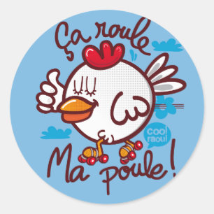 Roule ma poule ronde sticker
