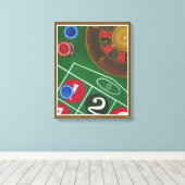 Roulette-tabel met chips en wiel canvas afdruk (Insitu (Houten vloer))