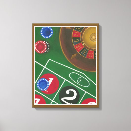 Roulette-tabel met chips en wiel canvas afdruk (Voorkant)