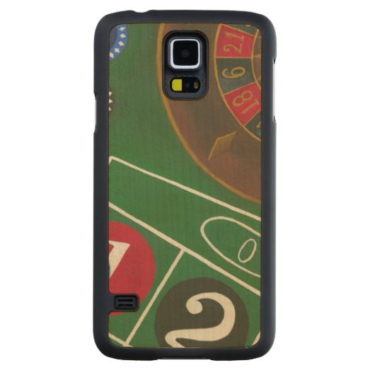 Roulette-tabel met chips en wiel esdoorn galaxy s5 slim hoesje (Achterkant)