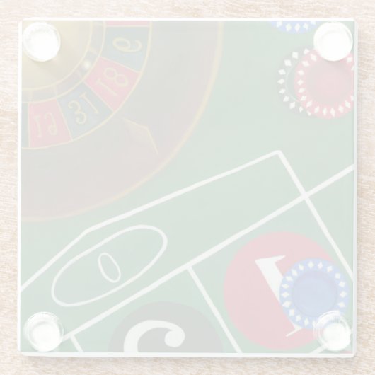 Roulette-tabel met chips en wiel glazen onderzetter (Achterkant)