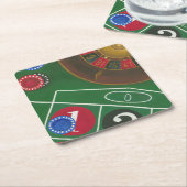 Roulette-tabel met chips en wiel kartonnen onderzetters (Schuin)
