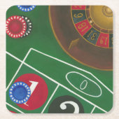 Roulette-tabel met chips en wiel kartonnen onderzetters (Voorkant)