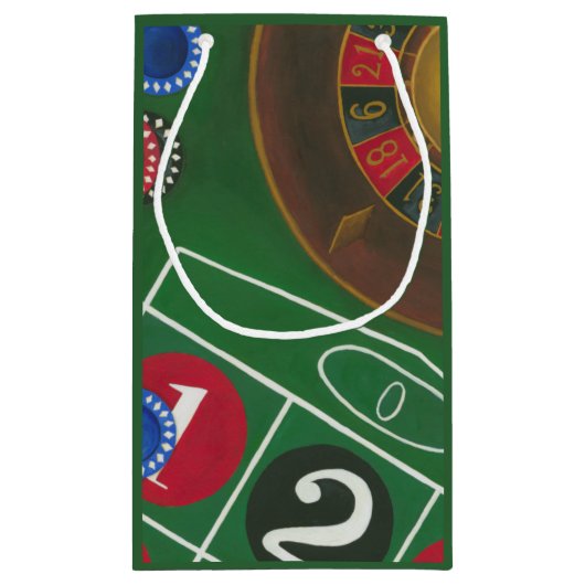 Roulette-tabel met chips en wiel klein cadeauzakje (Achterkant)