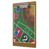 Roulette-tabel met chips en wiel klembord (Links)