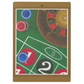 Roulette-tabel met chips en wiel klembord (Achterkant)