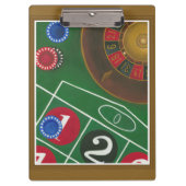 Roulette-tabel met chips en wiel klembord (Voorkant)