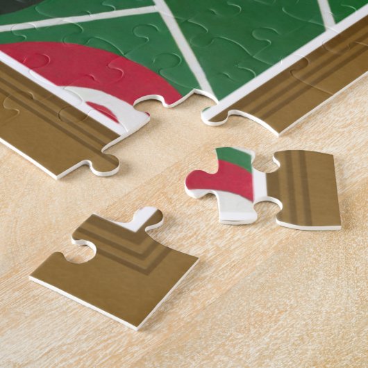 Roulette-tabel met chips en wiel legpuzzel (Zijkant)