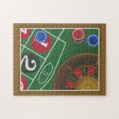 Roulette-tabel met chips en wiel legpuzzel (Horizontaal)