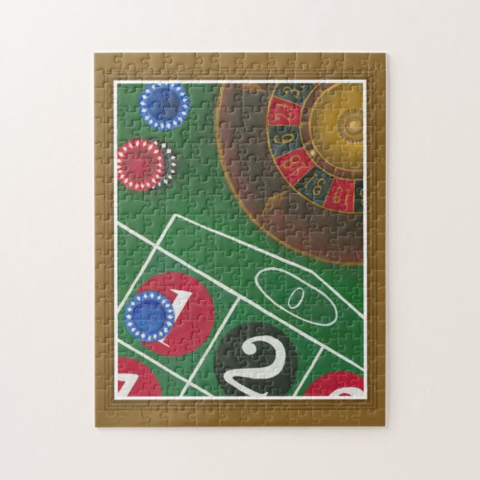 Roulette-tabel met chips en wiel legpuzzel (Verticaal)