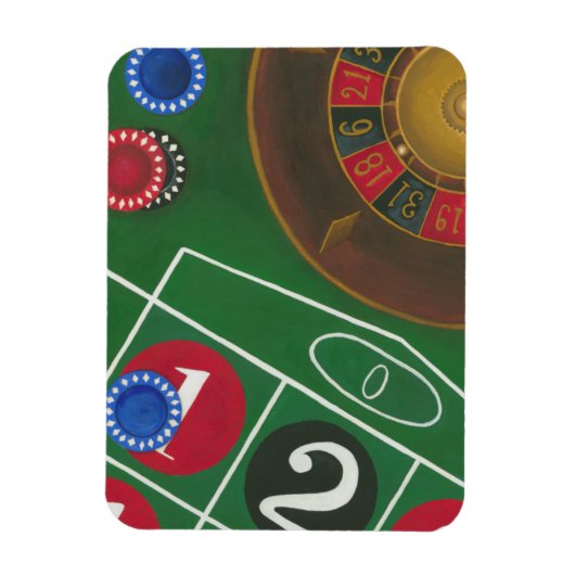 Roulette-tabel met chips en wiel magneet (Verticaal)