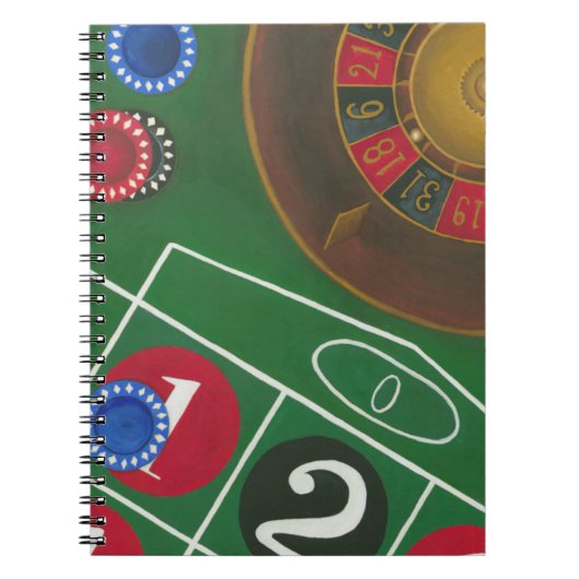 Roulette-tabel met chips en wiel notitieboek (Voorkant)