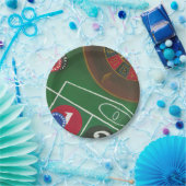 Roulette-tabel met chips en wiel papieren bordje (Feest)