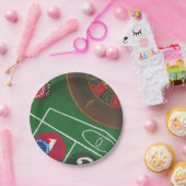 Roulette-tabel met chips en wiel papieren bordje (Feest)