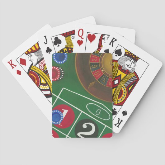 Roulette-tabel met chips en wiel pokerkaarten (Achterkant)