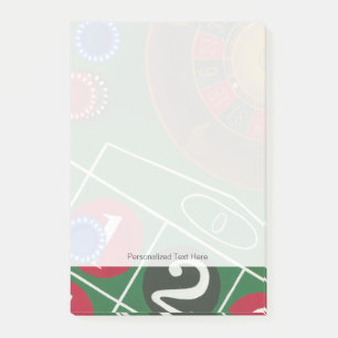 Roulette-tabel met chips en wiel post-it® notes