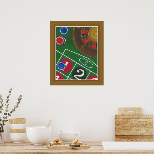 Roulette-tabel met chips en wiel poster (Keuken)