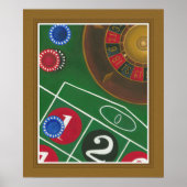 Roulette-tabel met chips en wiel poster (Voorkant)