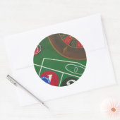 Roulette-tabel met chips en wiel ronde sticker (Envelop)