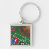 Roulette-tabel met chips en wiel sleutelhanger (Voorkant)