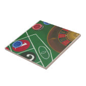 Roulette-tabel met chips en wiel tegeltje (Zijkant)