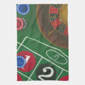 Roulette-tabel met chips en wiel theedoek (Verticaal)