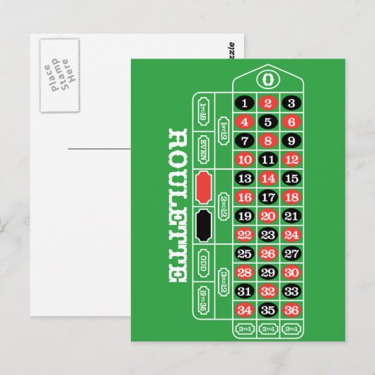 Roulette Table - Casino Gamble to Win Briefkaart (Voorkant / Achterkant)