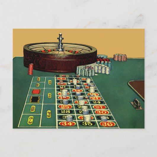  Roulette Table Casino Game, Gambling Chips Briefkaart (Voorkant)