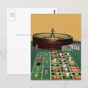 Roulette Table Casino Game, Gambling Chips Briefkaart