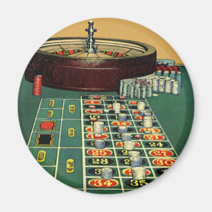 Roulette Table Casino Game, Gambling Chips Magneet