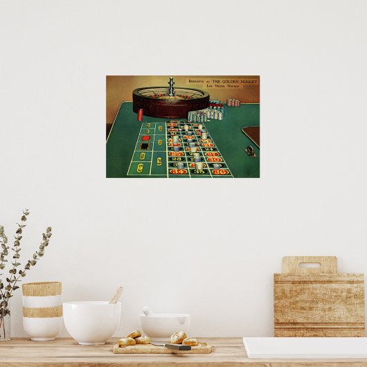 Roulette Table Casino Game, Gambling Chips Poster (Keuken)